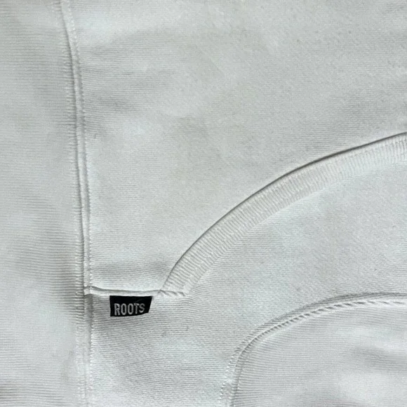 Roots Canada Athletics Women's White & Blue Flocked Graphic Beavers Hoodie Sz S - Picture 9 of 13